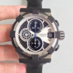 Replica Concord C1 Chronograph 0320005 N Stainless Steel & Black Rubber White Dial Swiss 7750